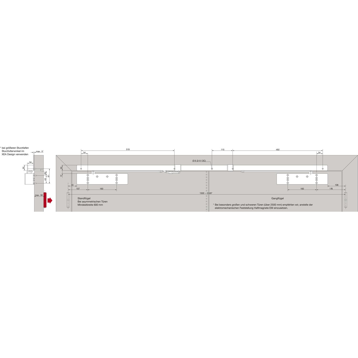 dormakaba Türschließer TS 98 XEA GSR-EMF2-BG-V, EN 1-6, mit Gleitschiene, silber