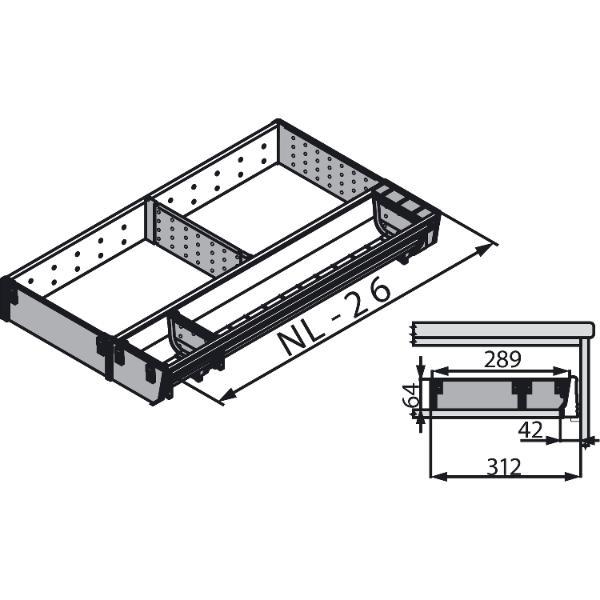 blum ORGA-LINE Besteckeinsatz/Facheinteilung Set ZSI.XXXKI3N Nennlänge 450mm