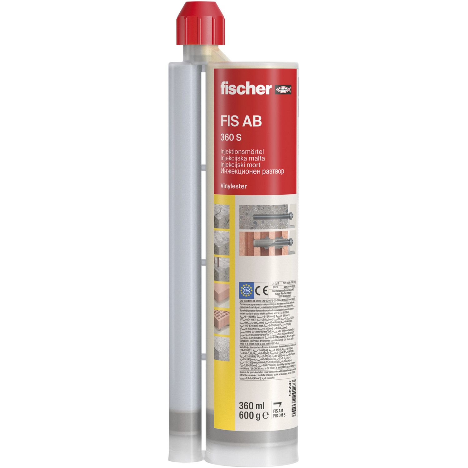 fischer FIS AB 360 S Injektionsmörtel 360ml mit Bewertung für Beton und Mauer