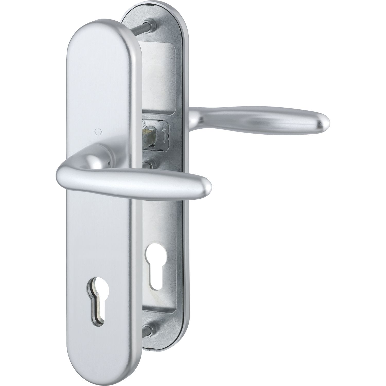 Hoppe SH-Drückergarnitur VERONA-auf Schild PZ88, 62-72, ohne Kzs., silber, 8,5 SST