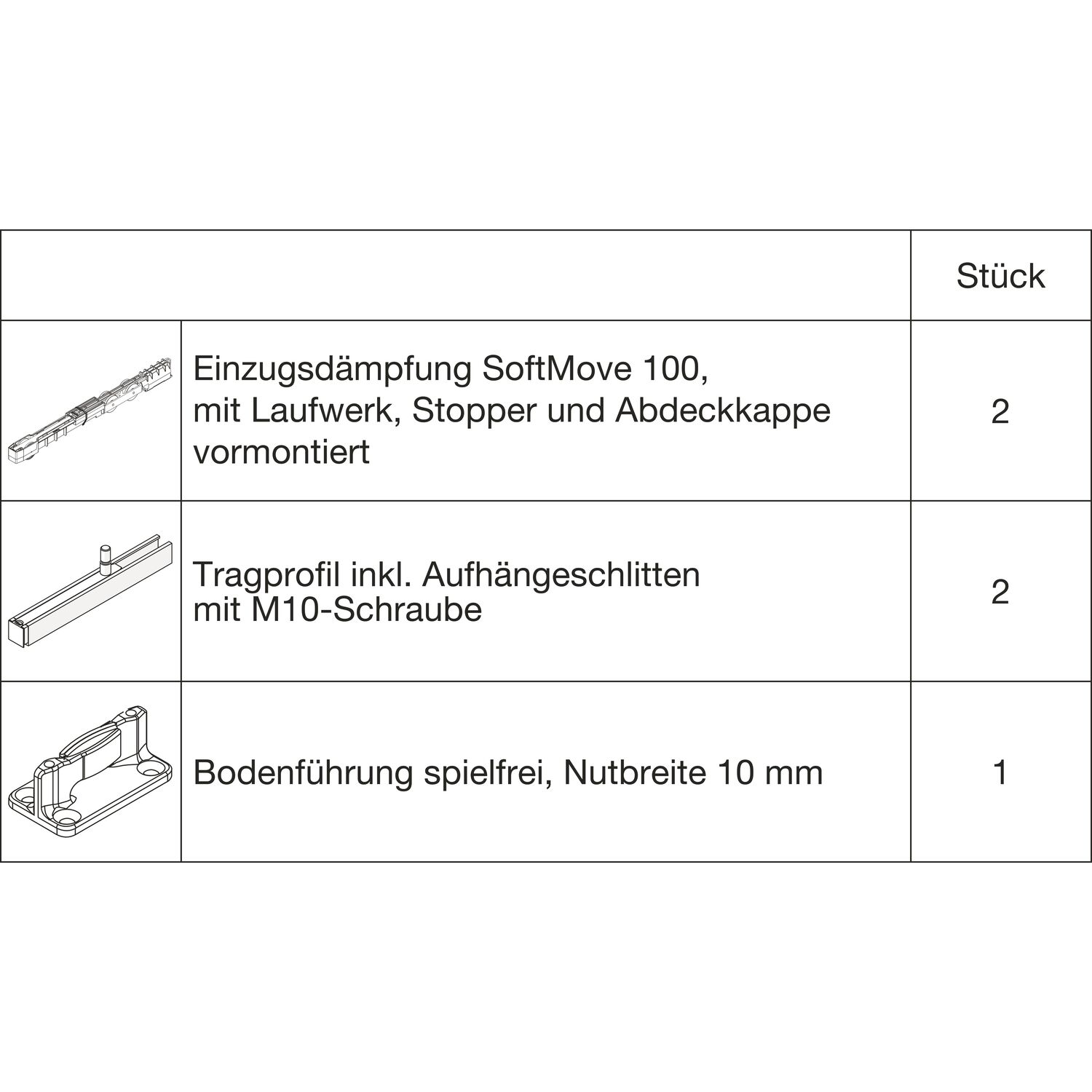 HAWA Junior 100/B Beschlagset Holz SoftMove (30228)