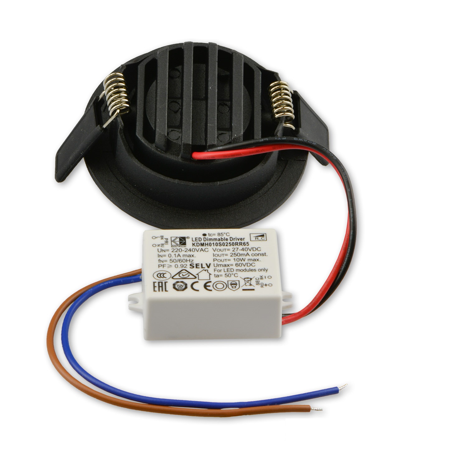 ISOLED LED Einbauleuchte Slim68 schwarz rund 9W warmweiß dimmbar