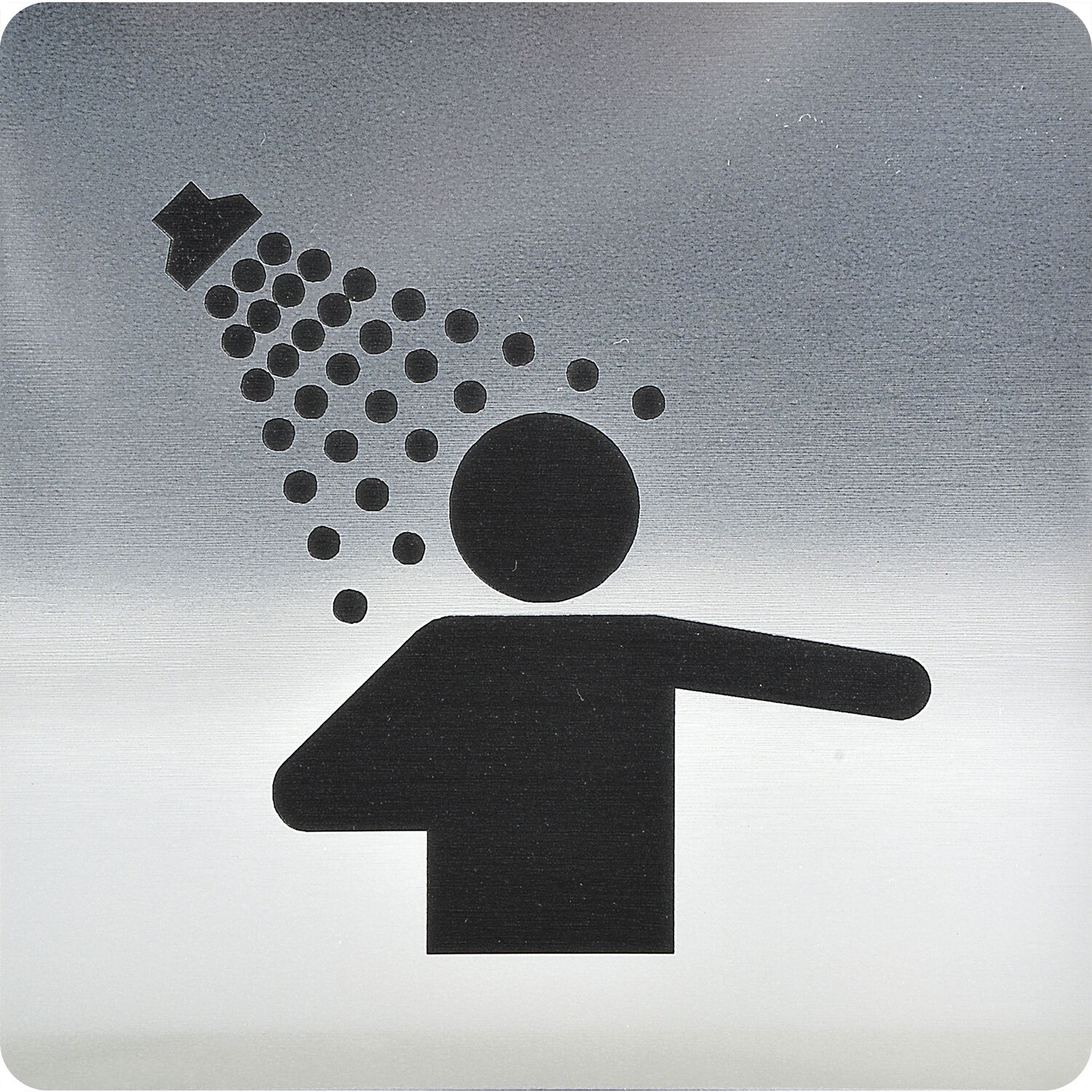 WC Symbol Duschraum selbstklebend, 100 x 100 mm, Kunststoff Edelstahl-Effekt