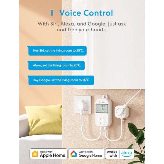 Meross Temperatursteuerung mit Steckdose HomeKit