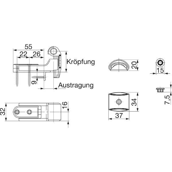 Maco #56928 Rustico Ladeninnenöffner-Kurzband BLR Größe 3 verstellbar schwarz