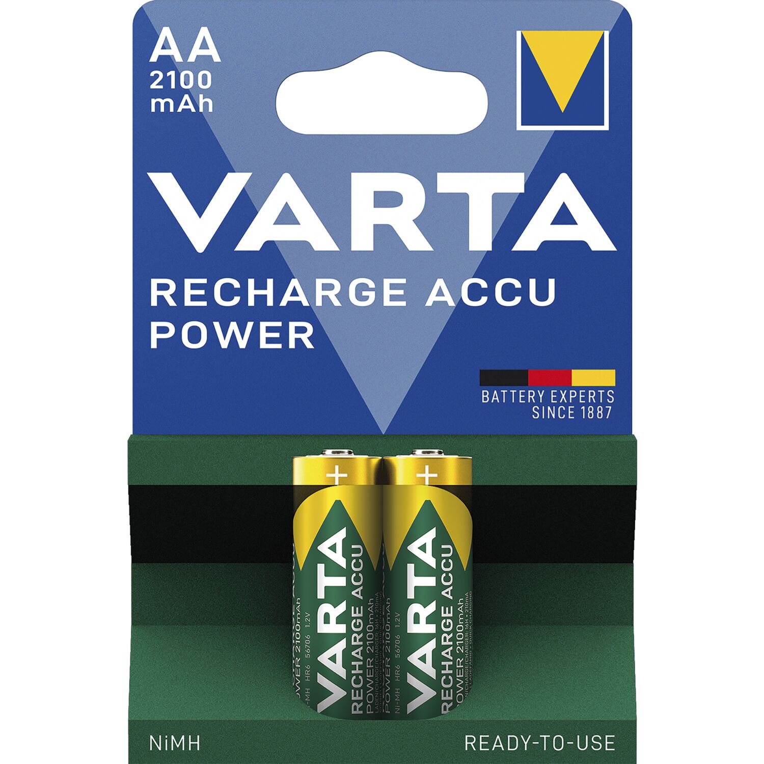 Varta Batterie Recharge Akku Power HR6 1,2 Volt 2100 mAh (2 St)