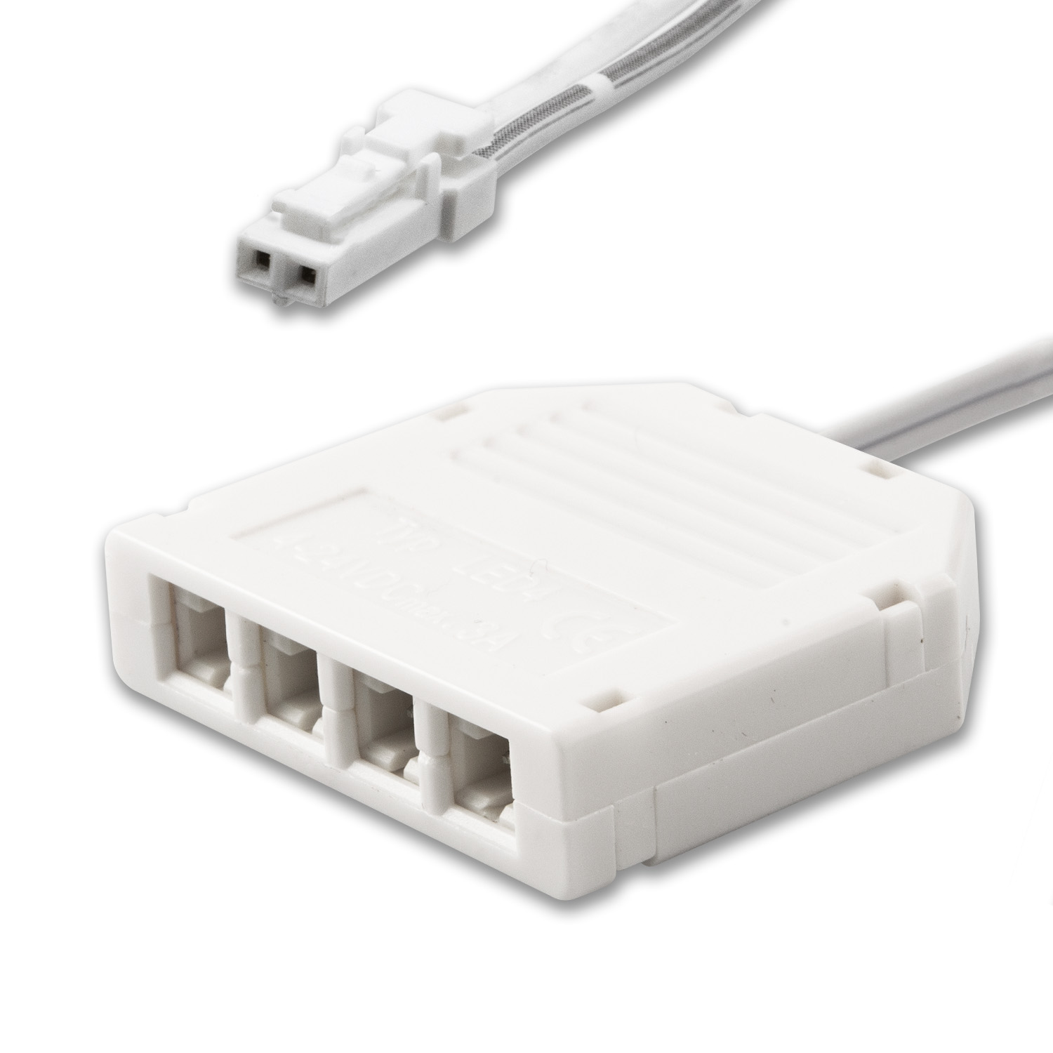 ISOLED MiniAMP 4-fach Verteiler (1 male-Stecker an 4 female-Buchsen) 30cm 2-polig weiß max. 3,5A