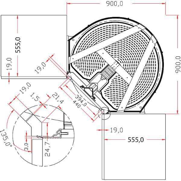ninka mondo Eckschrank-Drehbeschlag Winkelfalttür 90 Grad Korpusbreite 800mm