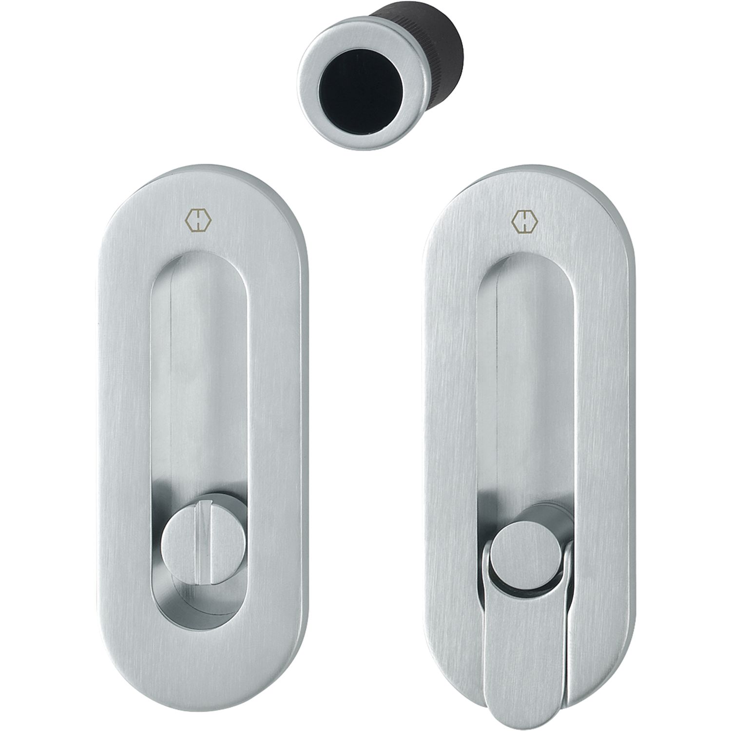 Hoppe HOPPE Schiebetürmuschel Set M472 - WC, ovale Rosette, Messing verchromt matt