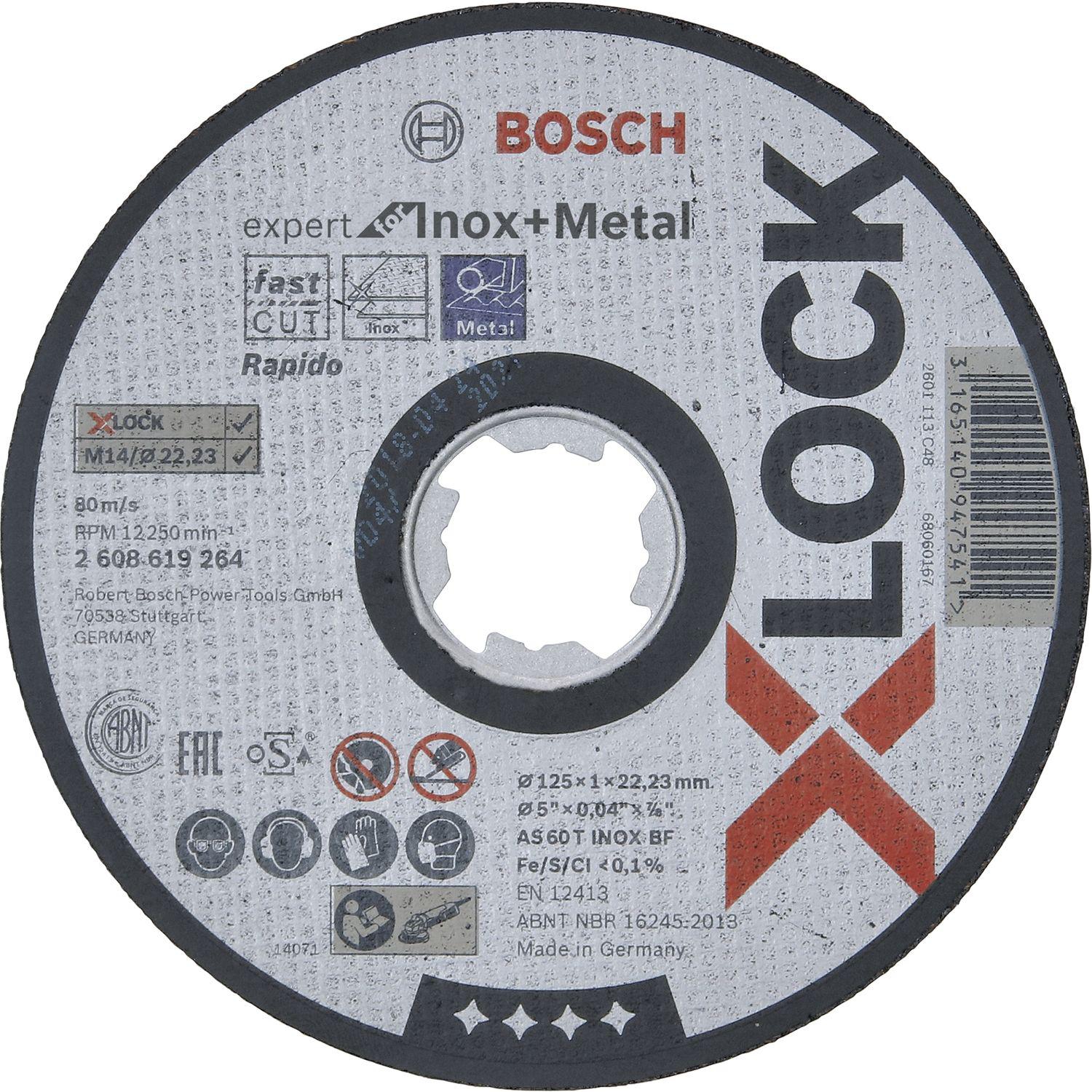 Bosch Trennscheibe Expert for Inox X-LOCK gerade Form 125 x 1,6 x 22,23 mm (25Stk)