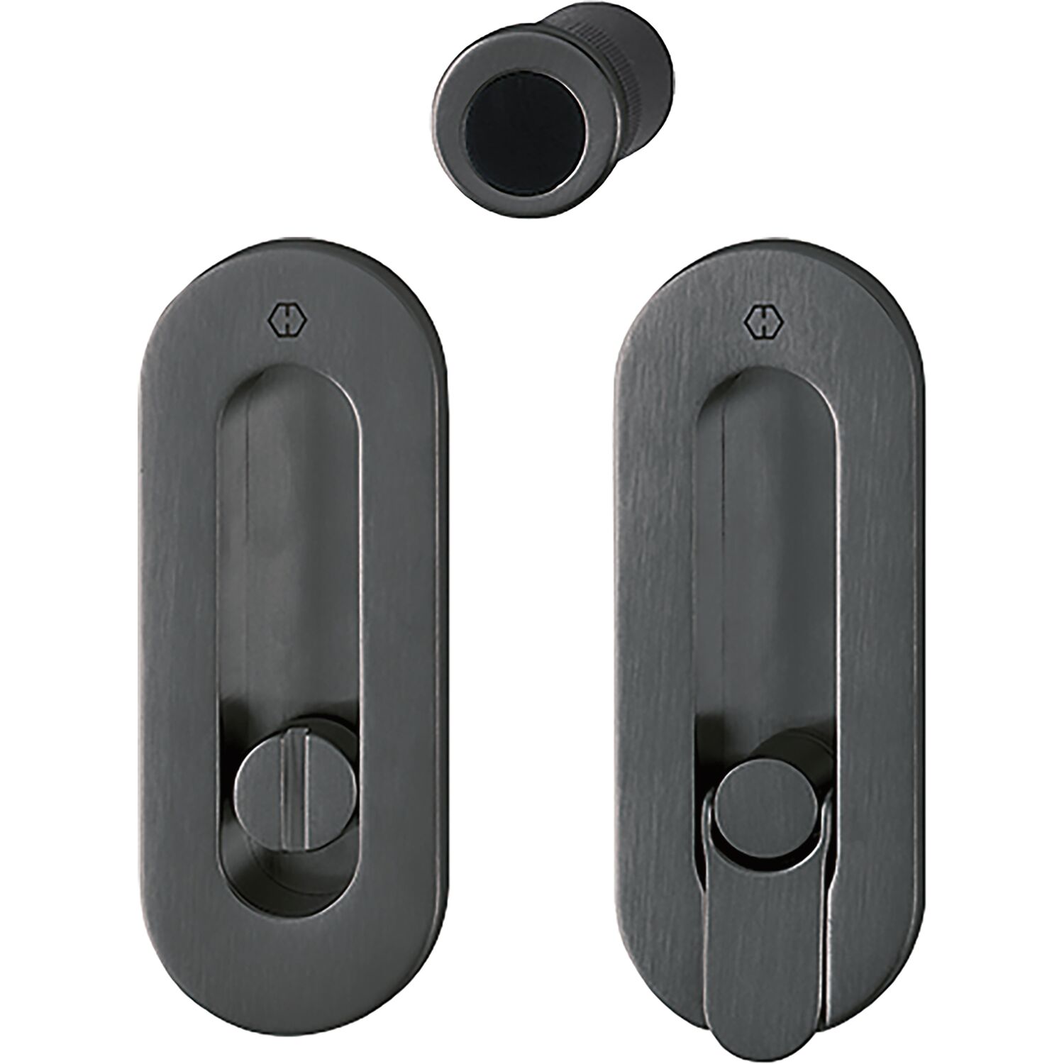 Hoppe HOPPE Schiebetürmuschel Set M472 -WC, ovale Rosette, Messing schwarz satiniert