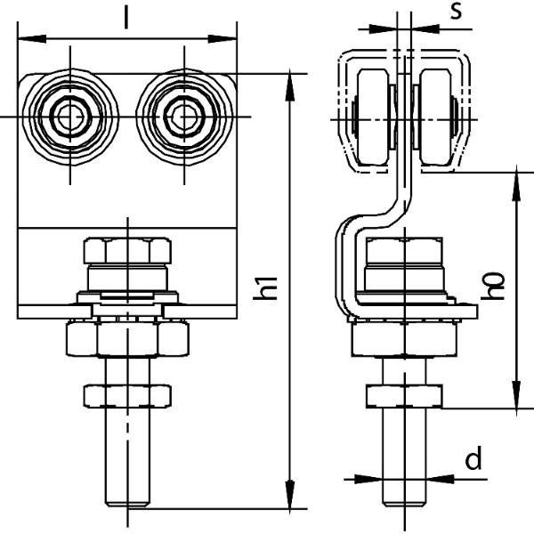 HELM Rollapparat HELM 486 zweipaarig mit Drehlager, Stahl verzinkt, gelb
