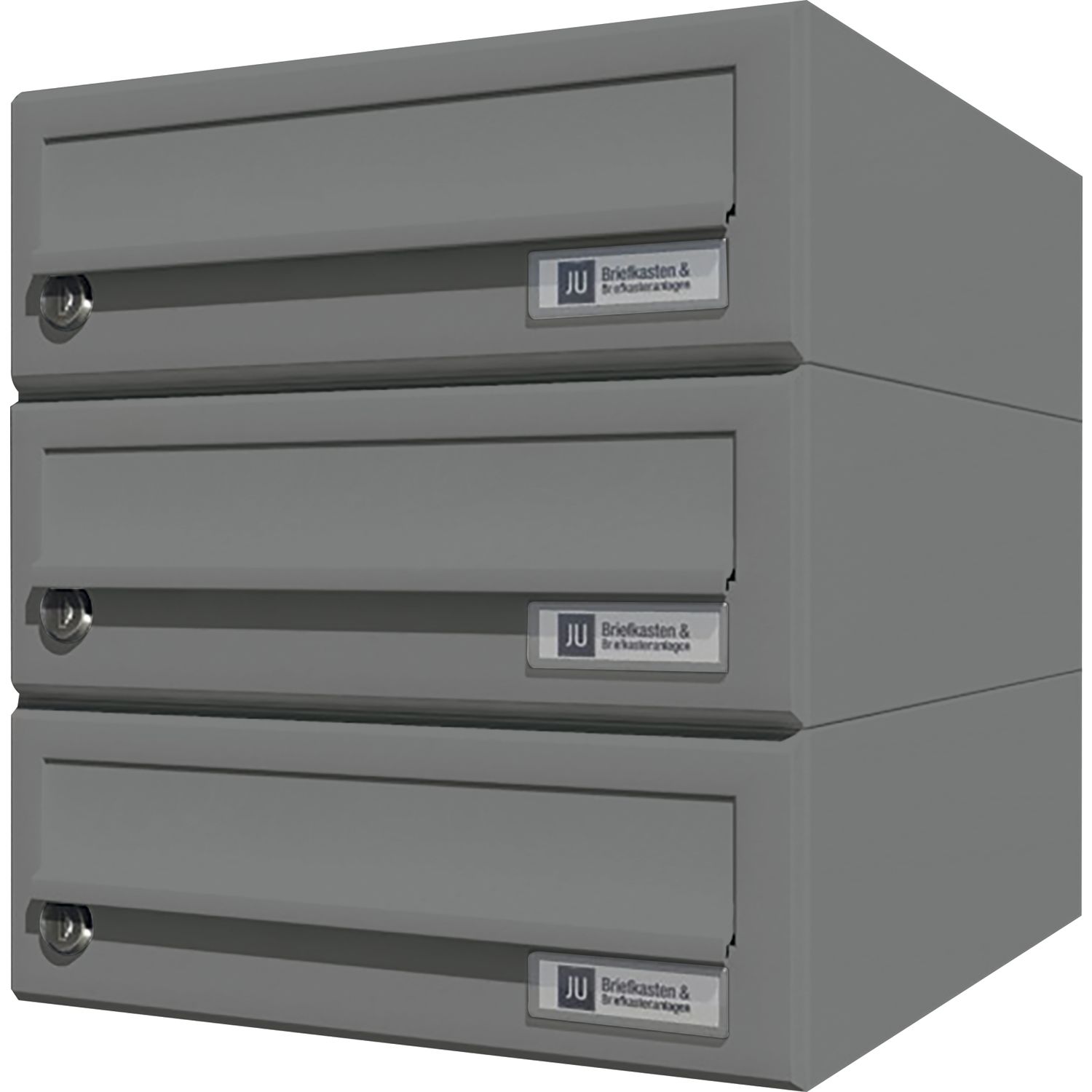 JU Hausbrieffachanlage 3-teilig, 300 x 330 x 380 mm, Stahl grau RAL 9007