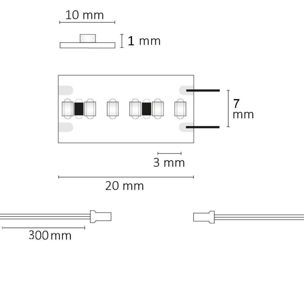 ISOLED LED CRI930 MiniAMP Flexband 24V DC 6W IP20 3000K 250cm beids. 30cm Kabel + maleAMP 300 LED/m