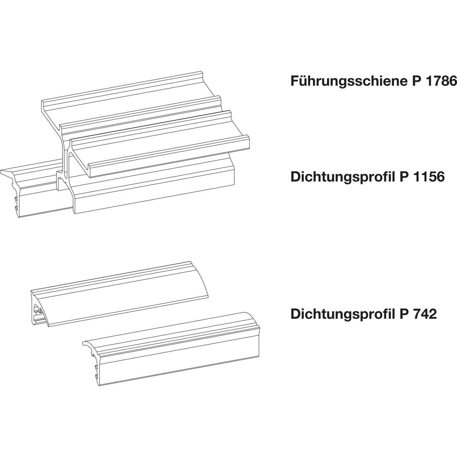 GU HS Führungsschienen-Set oben P1786 L=2900 mm silber eloxiert