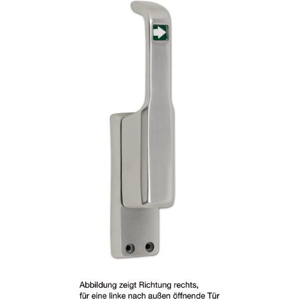 Fuhr Türtreibriegel aufliegend Pfeil, schwer, links, Hub 23 mm, silber eloxiert