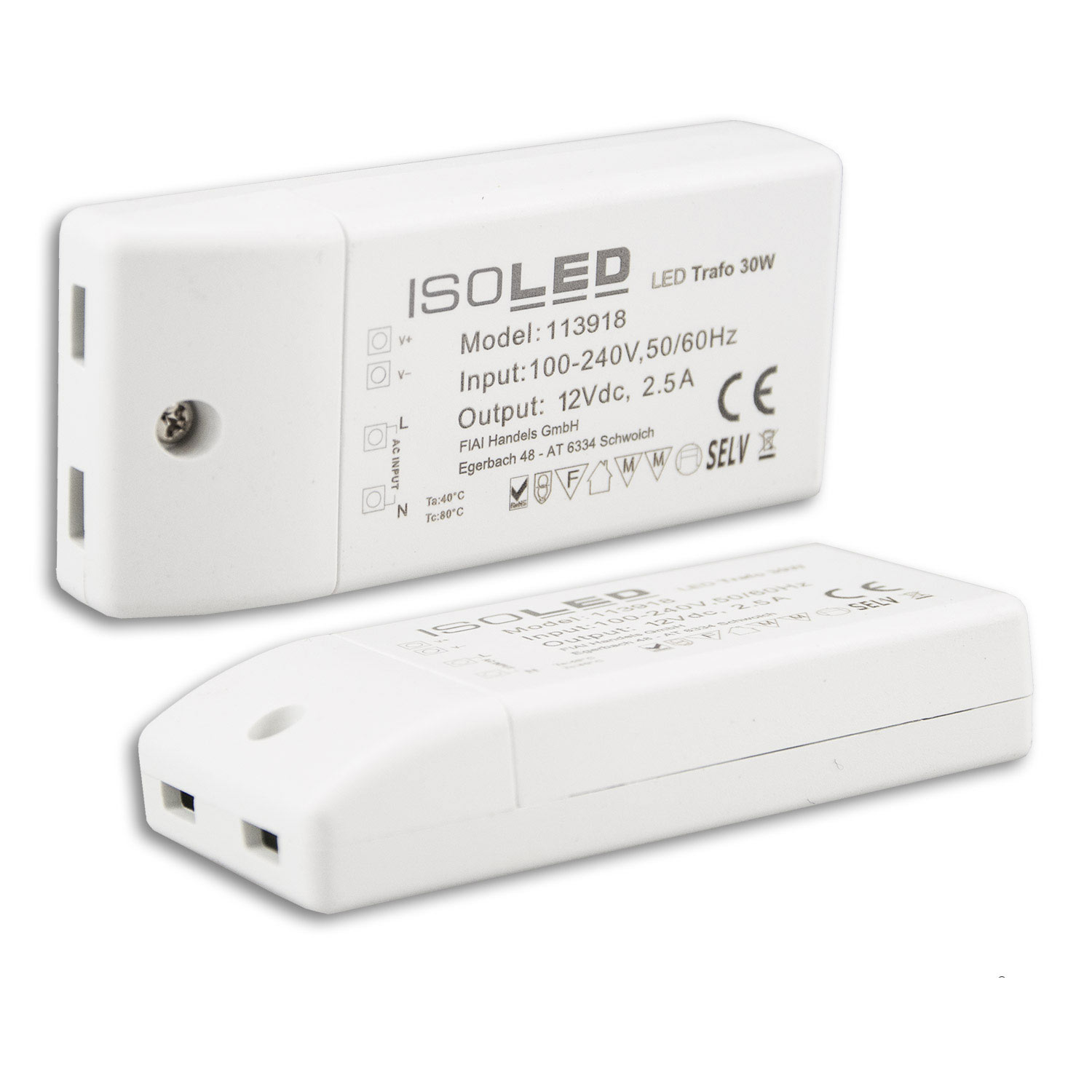ISOLED LED Trafo 12V/DC 0-30W kompakt SELV