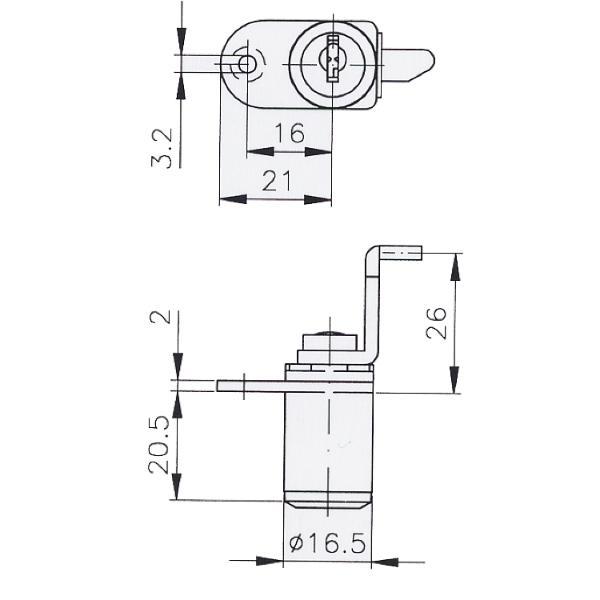 HEKNA Zentralverschluss 120, Zylinder ø 16,5 mm, Zamak vernickelt