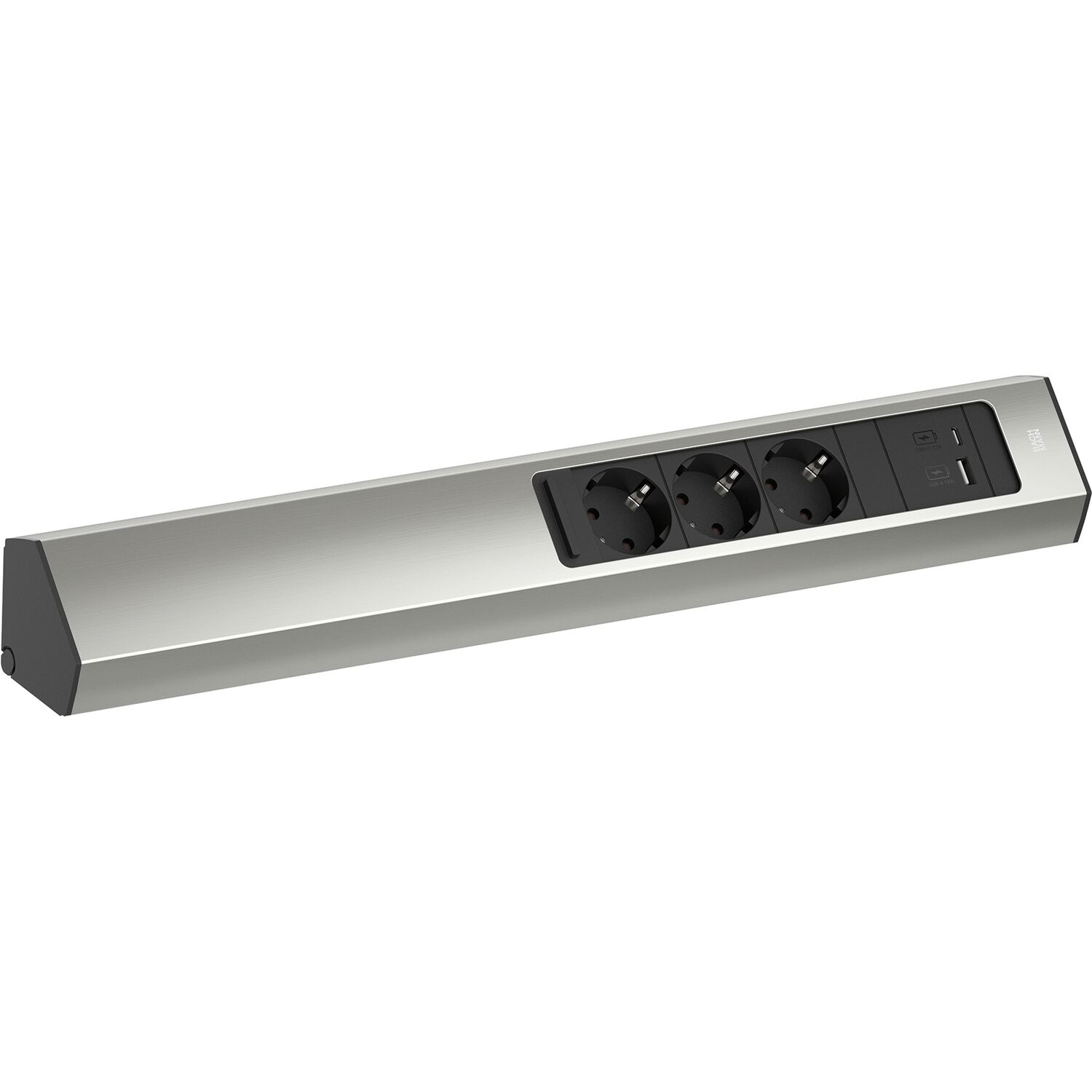 BACHMANN Steckdosenleiste Casia2 L 3-fach Schuko + USB A+C Charger Edelstahl Effekt