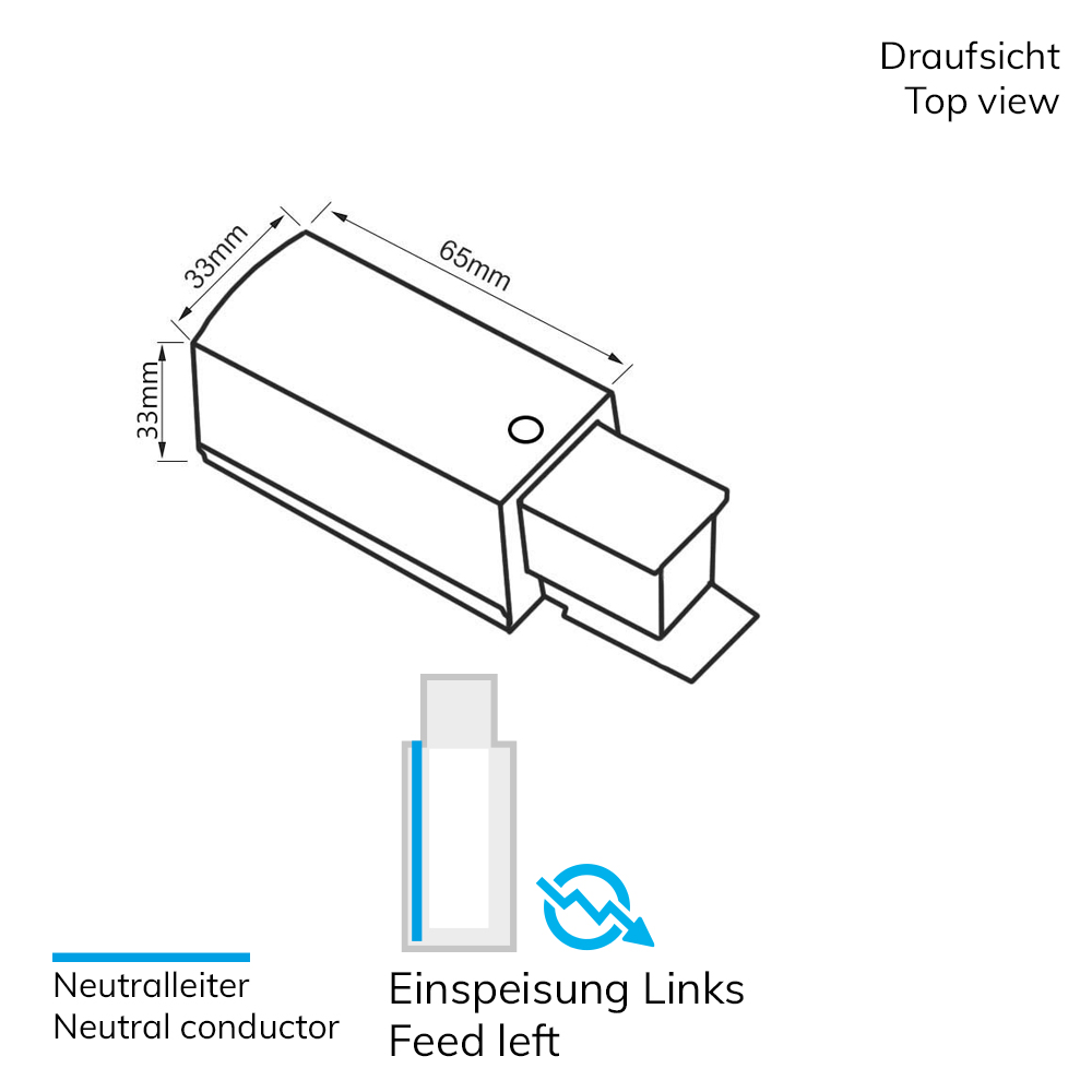 ISOLED 3-Phasen S1 Seiten-Einspeisung N-Leiter links Schutzleiter rechts weiß
