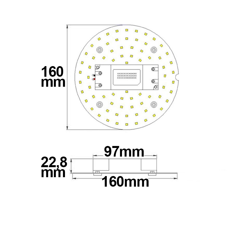 ISOLED LED Umrüstplatine 160mm 12W mit Magnet warmweiß