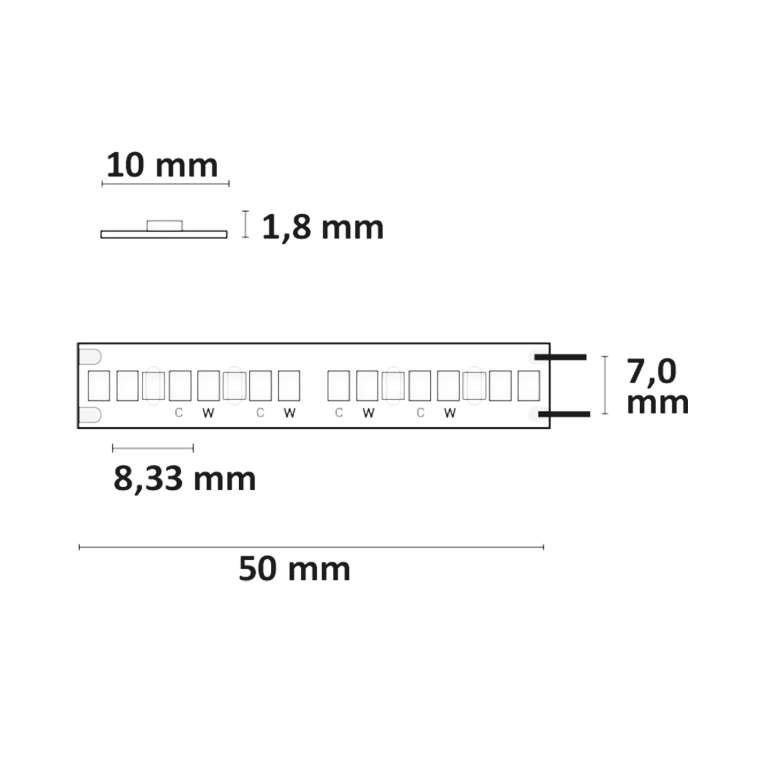 ISOLED LED CRI919/940 MiniAMP CCT Flexband 24V DC 15W IP20 120cm 2 polig Kabel mit Stecker 240 LED/m