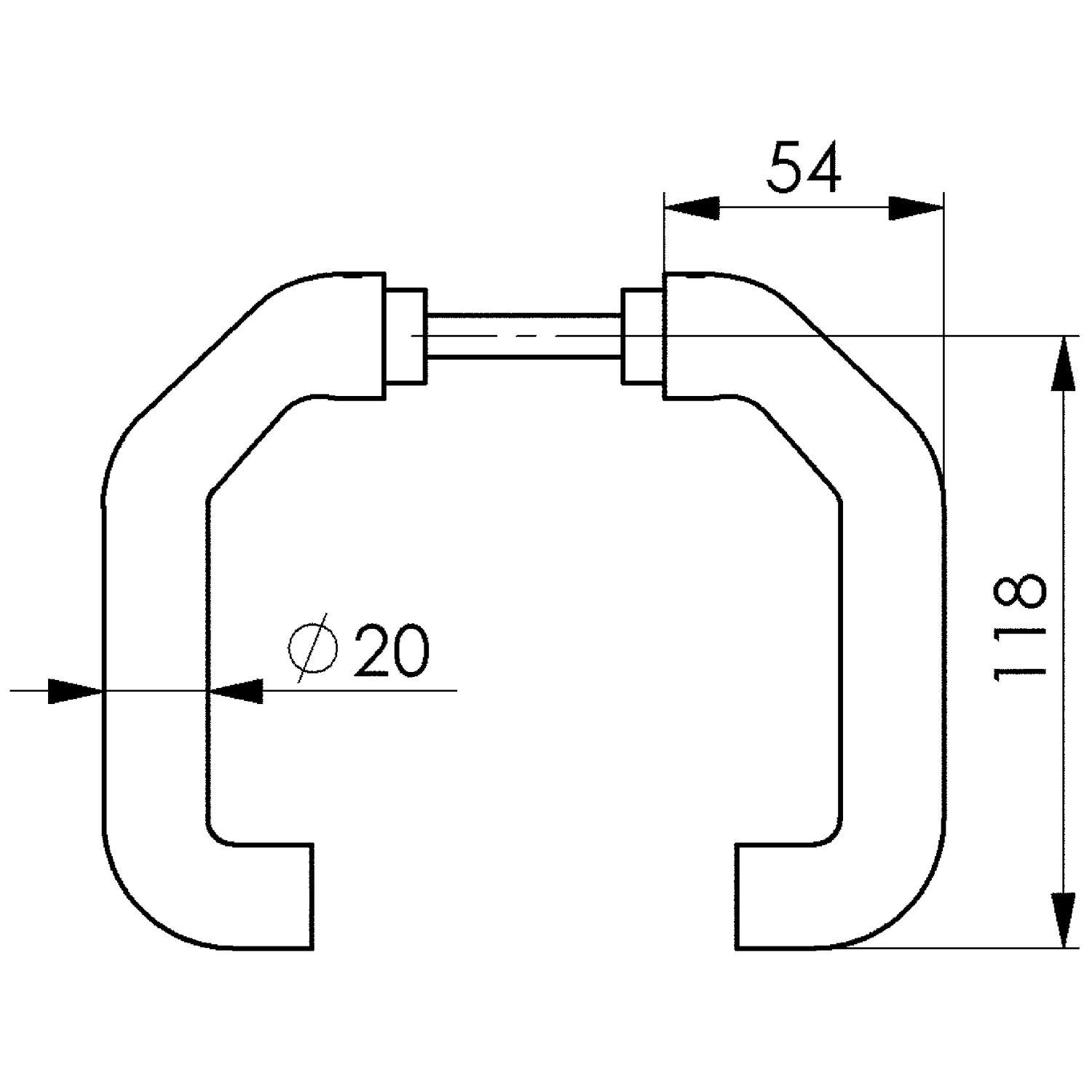 AMF Drückerlochteil 476 U-Form, Ansatz 18 mm, VK 8 mm, Aluminium silber eloxiert