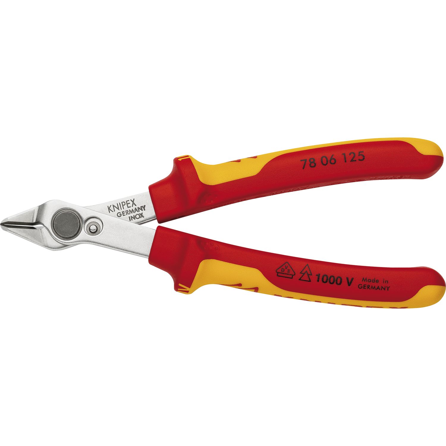 Knipex Elektronik-Seitenschneider Super Knips® VDE 7806 DIN9654 Form 0, L=125 mm