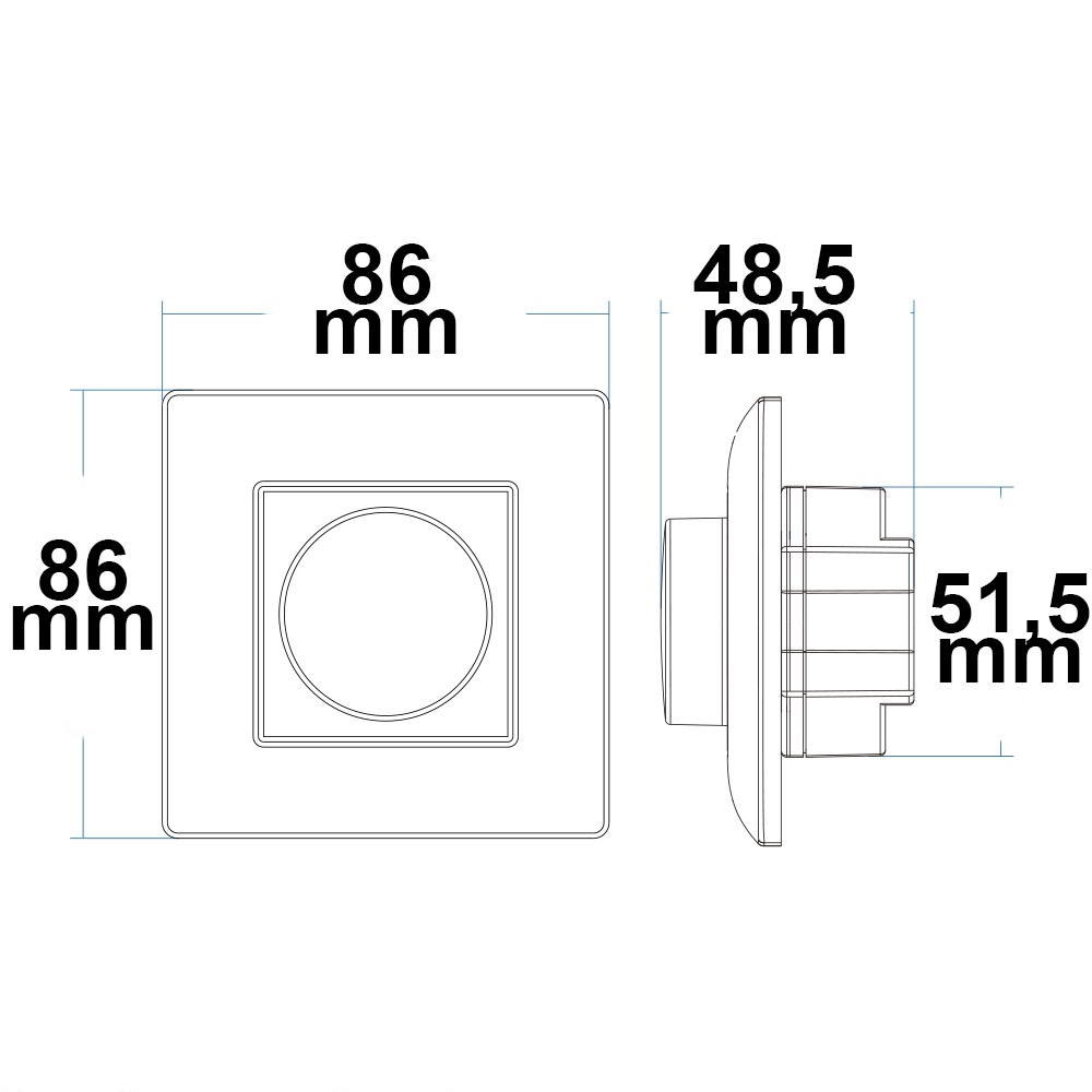 ISOLED Sys-Pro 1 Zone Einbau-Drehknopf/Funk-Dimmer 230V 360VA Phasenan-/Abschnitt wählbar