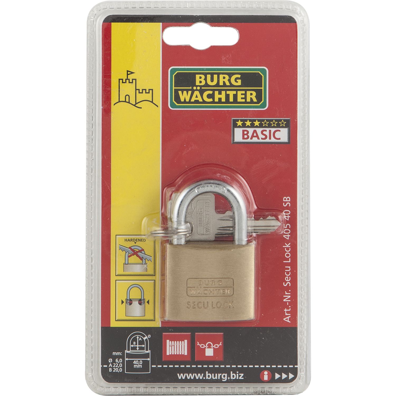 Burg-Wächter Vorhangschloss 405, gleischsperrend, Sperre KA1, Breite 40 mm SB