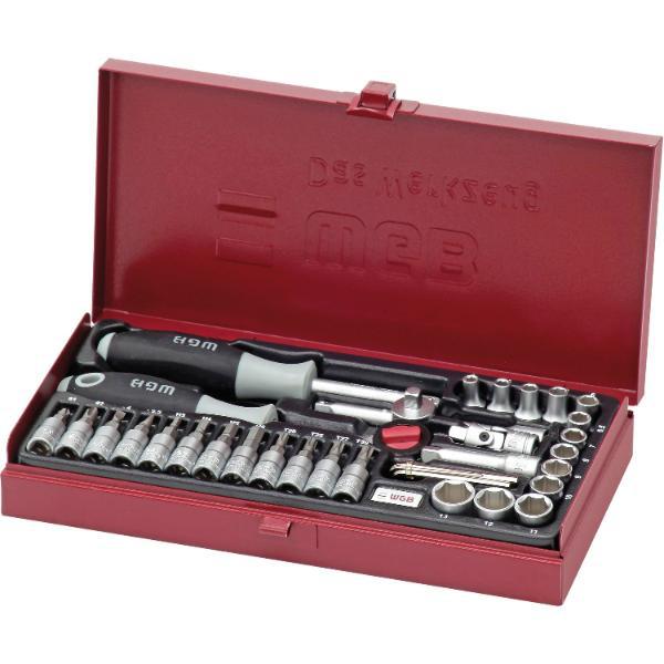 WGB Steckschlüssel-Satz 1/4" vierkant mit Umschaltknarre 36-teilig