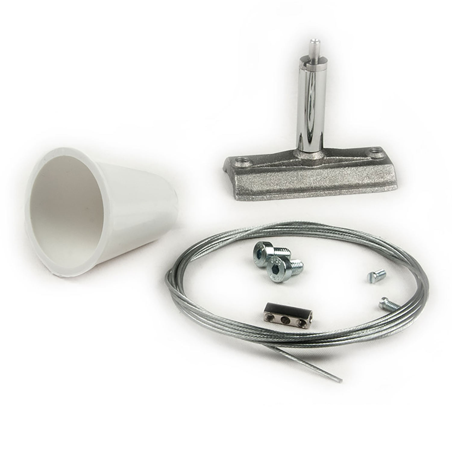 ISOLED Seilabhängung (1 Stk) für 3-Phasen Stromschiene Classic mit Gegenstück Baldachin und Stahlsei