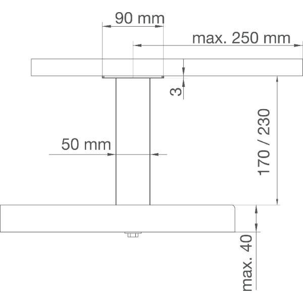 EBB Barkonsole Capri 50x50x230mm gerade Aluminium Schwarz