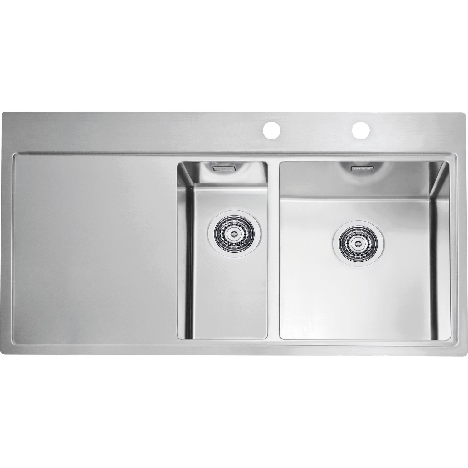 solido 2D-Spüle Pure 60R Edelstahl 1103655, Tropfteil links mit Drehknopf