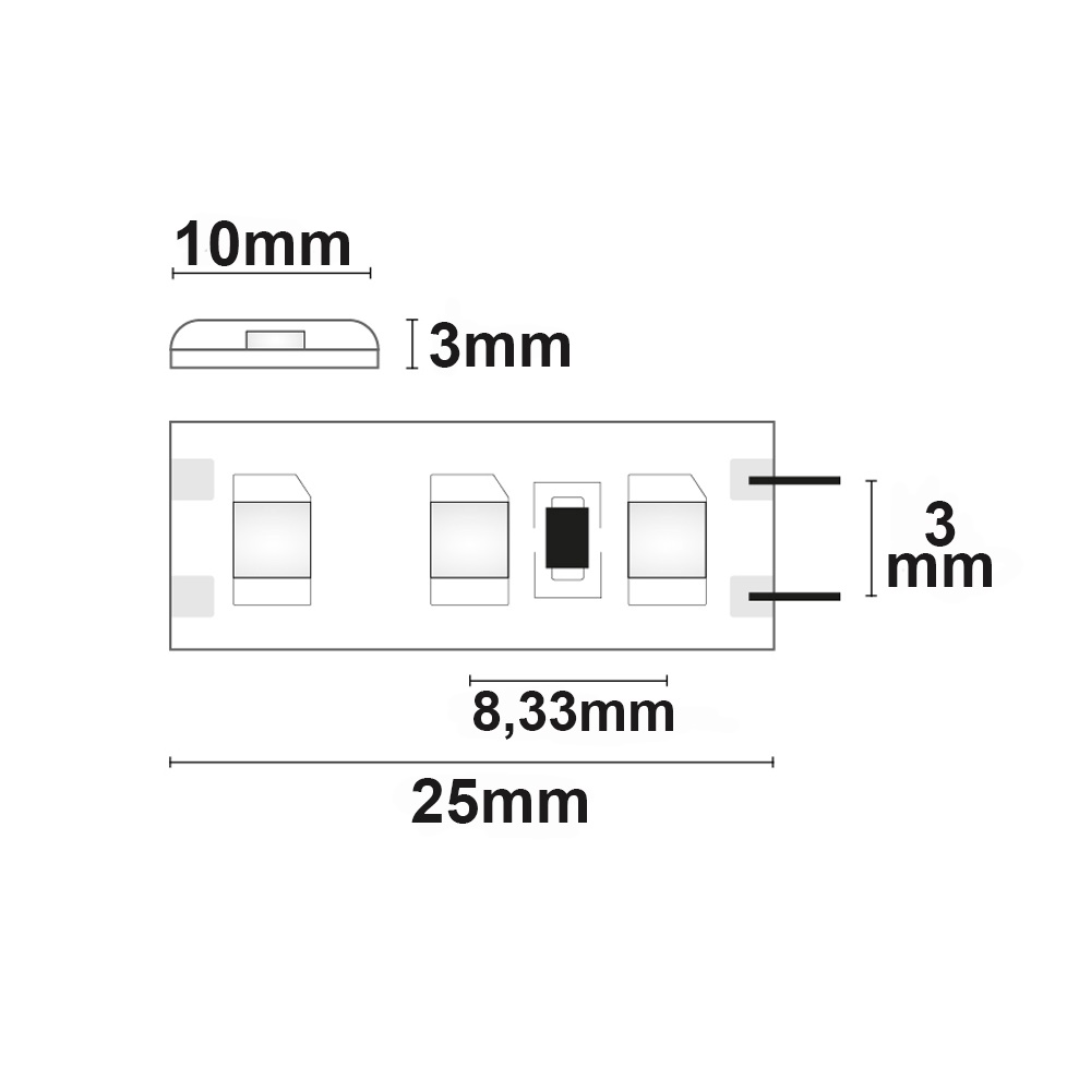 ISOLED LED SIL830 Flexband 12V DC 9,6W IP66 3000K 5m Rolle 120 LED/m