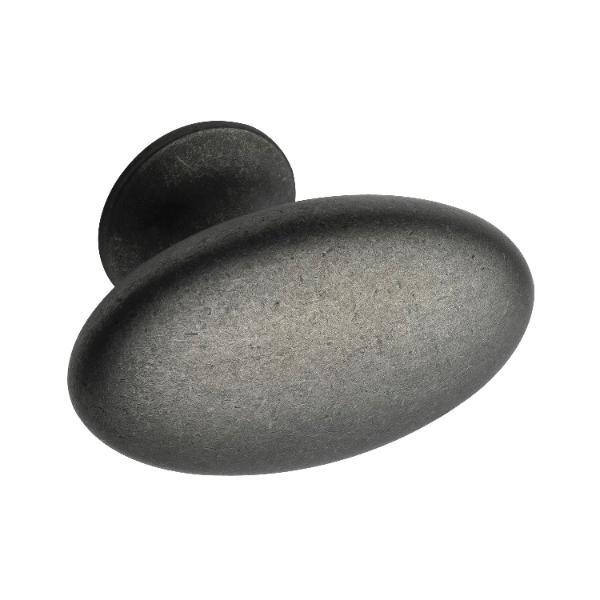 Möbelknopf Oval Simple B 60 mm, H 35 mm, Zinkdruckguss antik grau