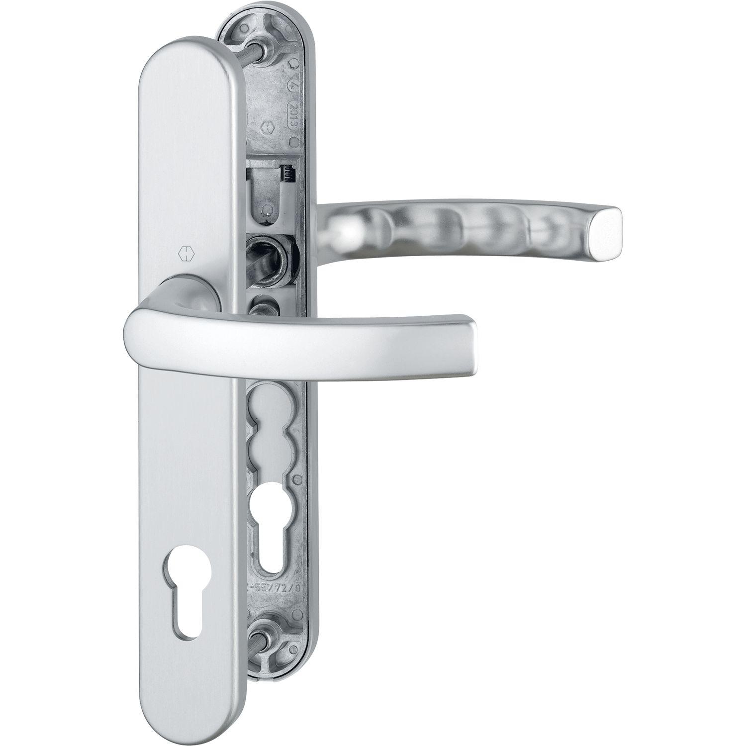 Hoppe Drückergarnitur LIÈGE - auf Schmalschild 36 mm, 67 - 72, silber eloxiert