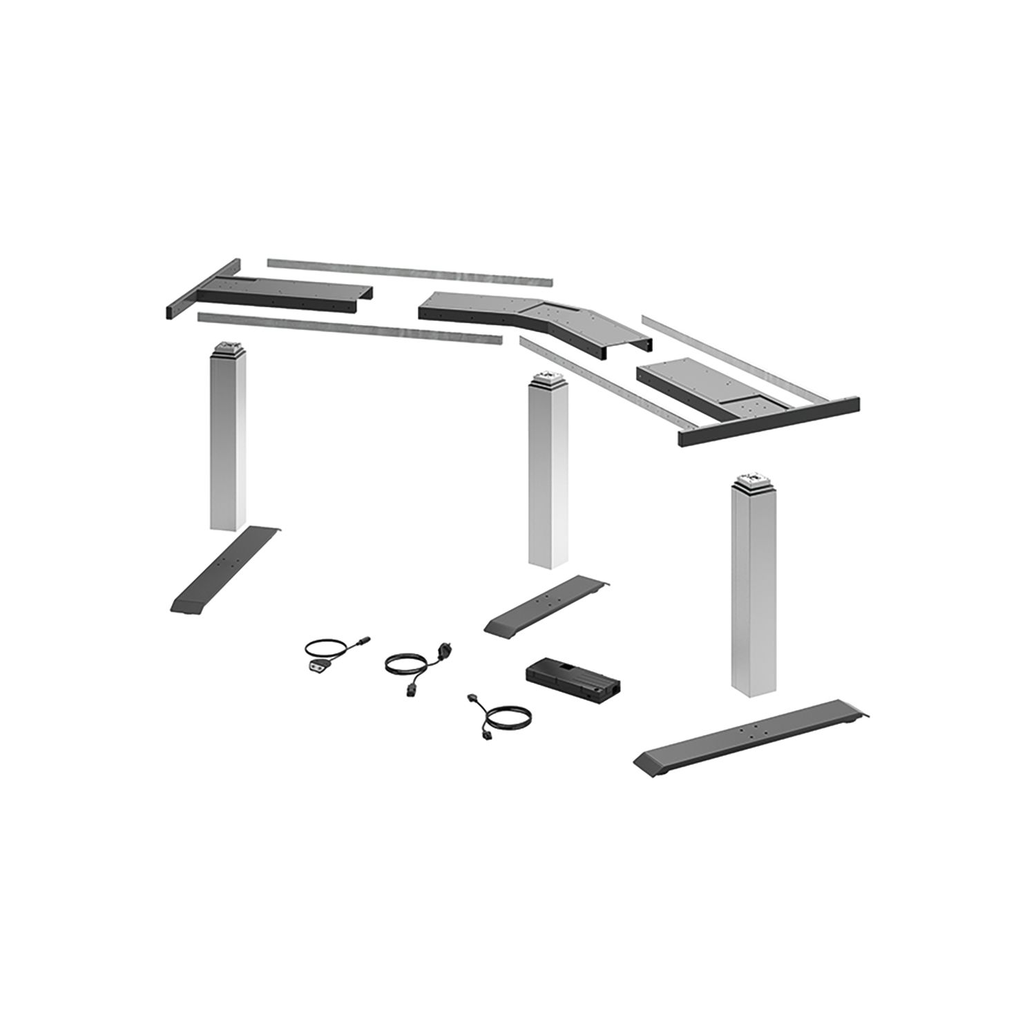 ninka HETTICH LegaDrive Tischgestell-Set 135° Winkel silber graphit