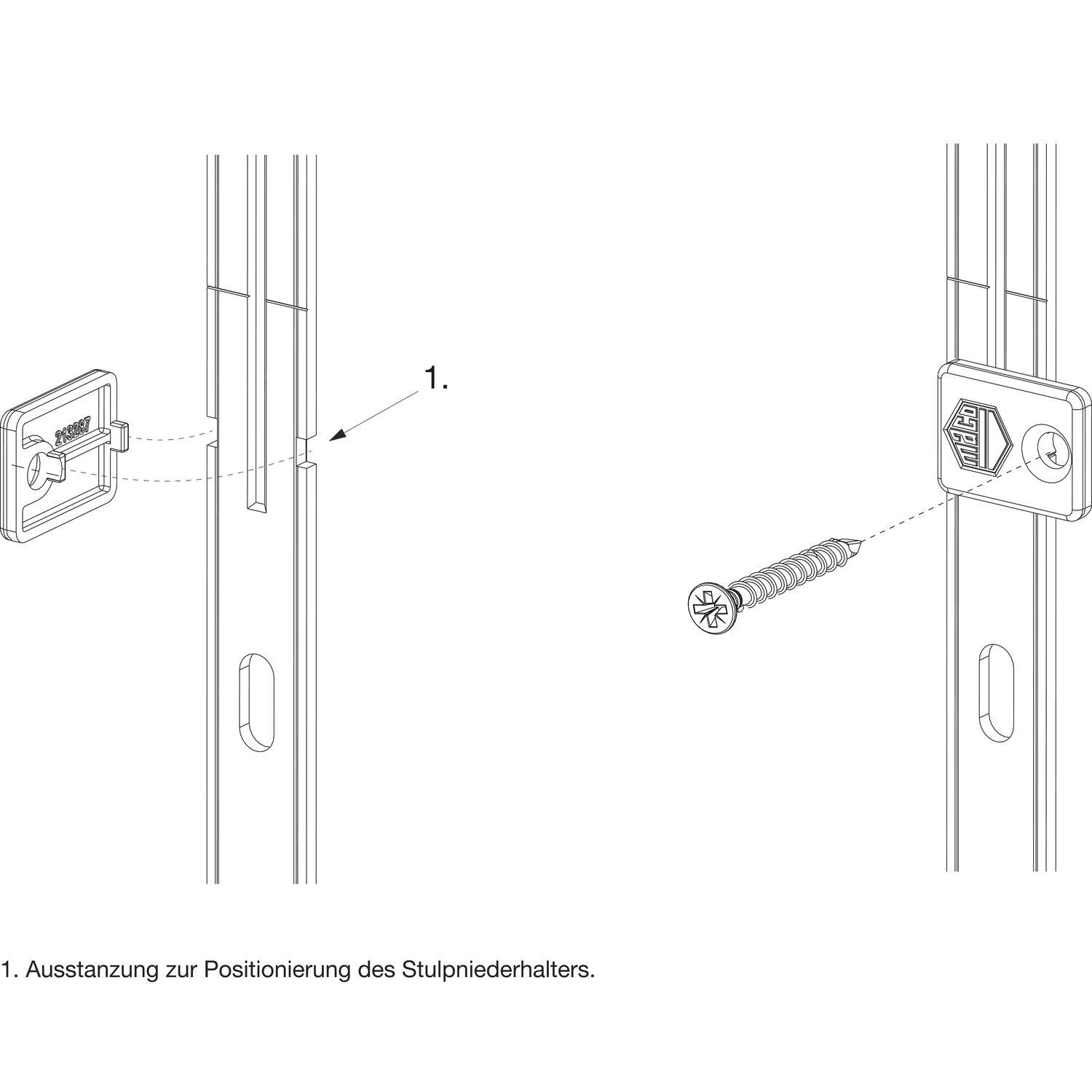 Maco #213287 MACO MM Stulpniederhalter für kurze Getriebe, silber (213287)