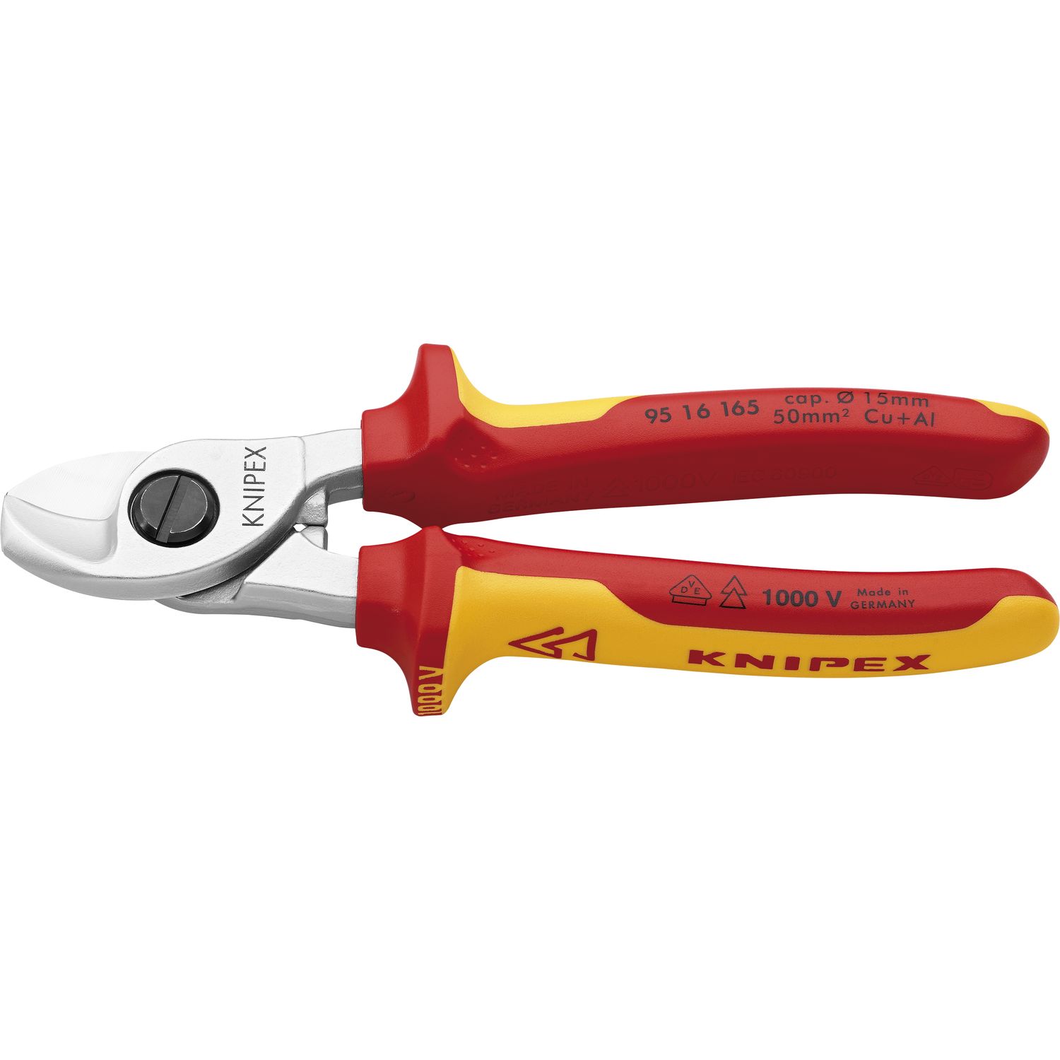 Knipex Kabelschere VDE 9516 für Kabel 15 mm/50 mm², 2K-Griff, L=165 mm