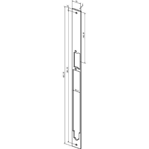 effeff Distanzblech für Mediator Türöffner, 24 x 407,75 x 3 mm eckig
