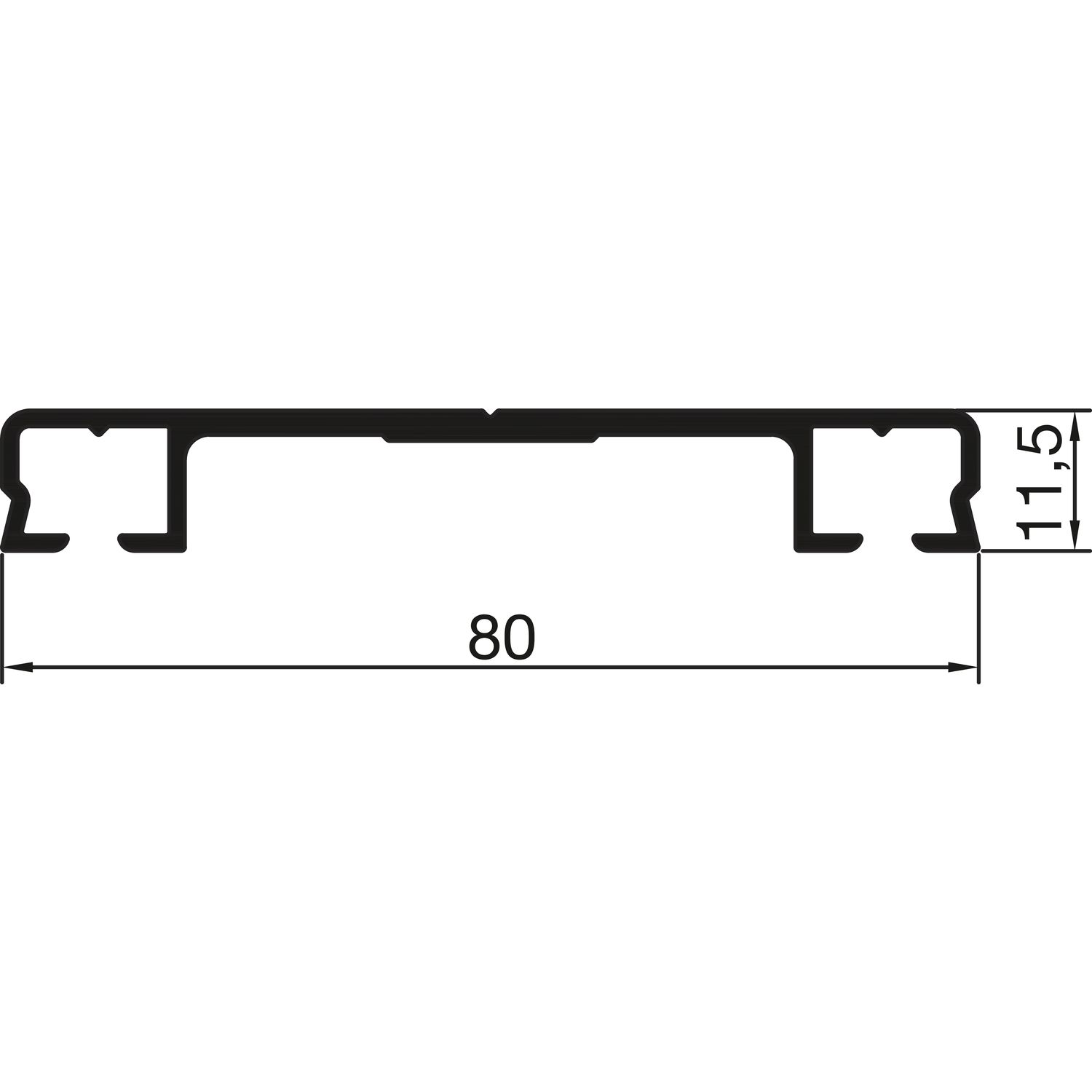 THYSSENKRUPP Syprotech Flachdeckschiene 80/11 gelocht, L=6000 mm, Alu blank