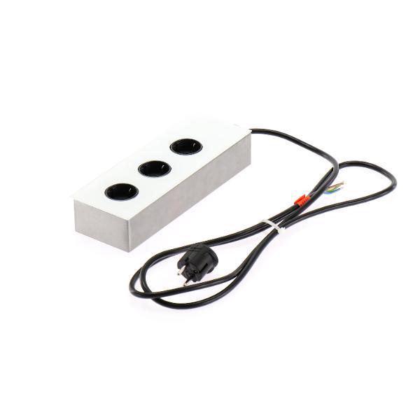 WIPO Steckdosenleiste Power Turm G Edelstahl/Glas weiß, 3x Schuko, 2 x USB