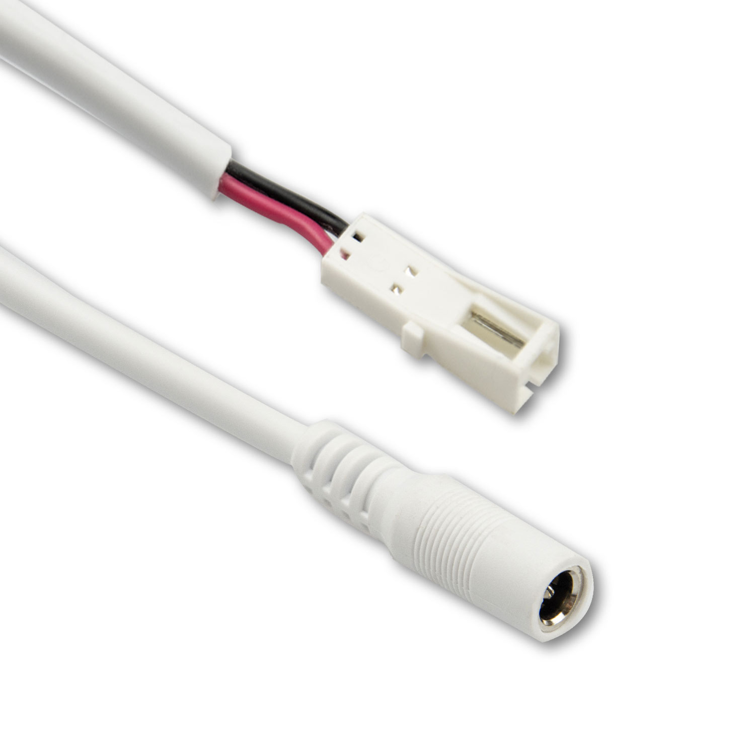 ISOLED Adapter Rundstecker Female auf MiniAmp Female-Buchse 10cm 2-polig weiß max. 3A
