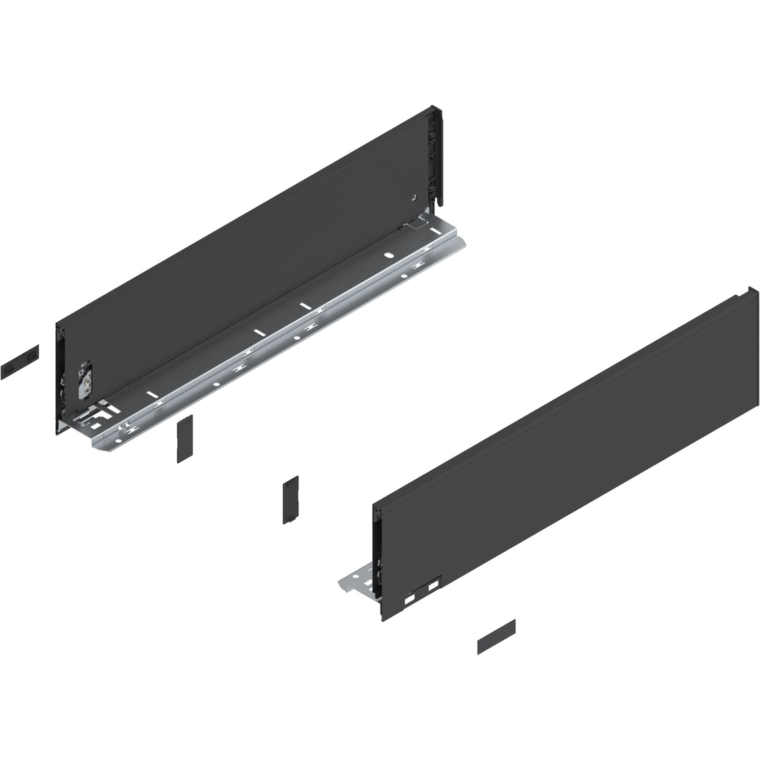 blum LEGRABOX pure SET Höhe K, TIP-ON, 70kg, NL 450, Carbonschwarz