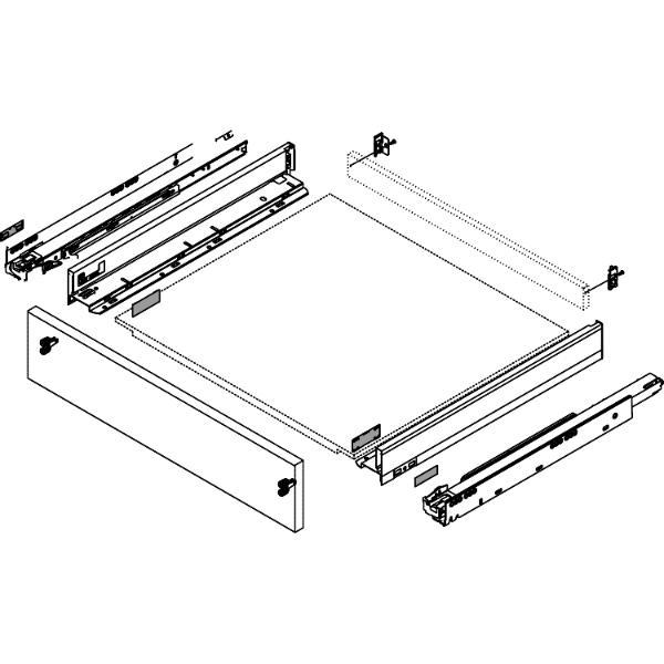 blum LEGRABOX pure SET Höhe N, BLUMOTION S, 40kg, NL 450, INOX