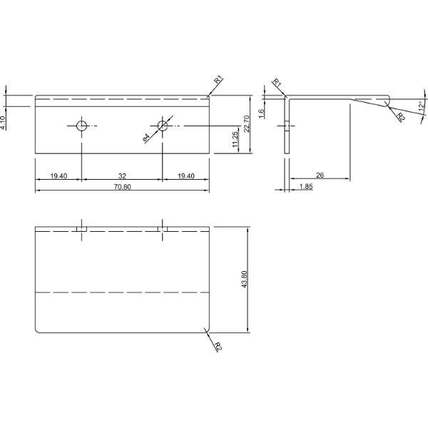 ESTAMP Ladengriff Alemo Lochabstand 32mm Breite 71mm zink alufarbig lackiert