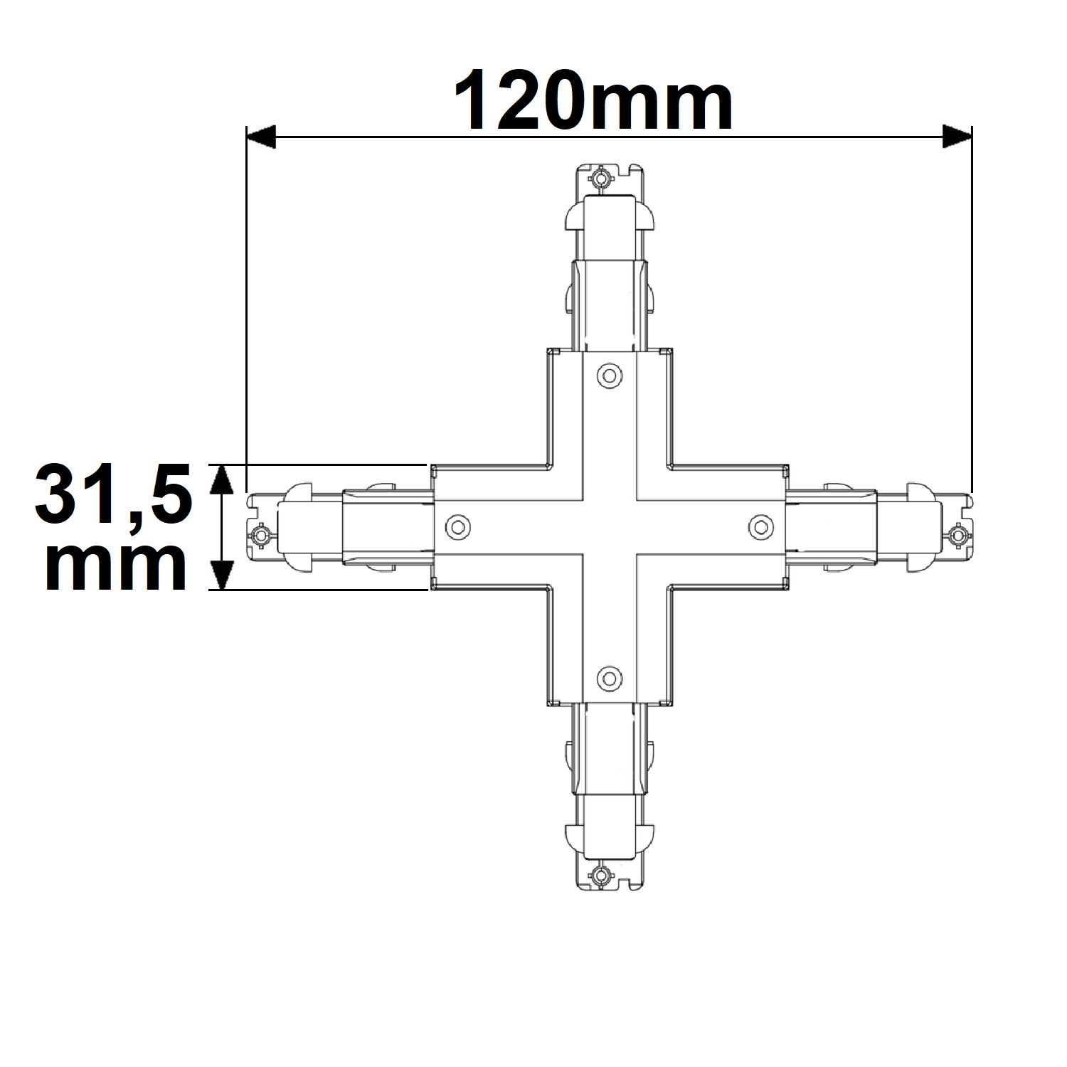 ISOLED 3-Phasen DALI X-Verbinder für Aufbauschiene weiß