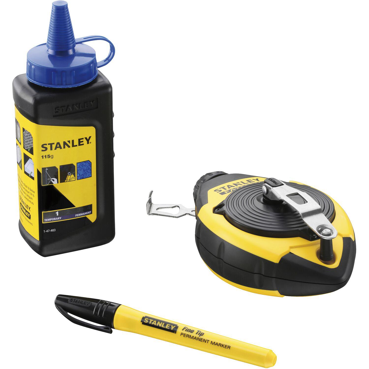 Stanley Schlagschnur-Set Fatmax 30 m + Farbkreide und Permanent Marker
