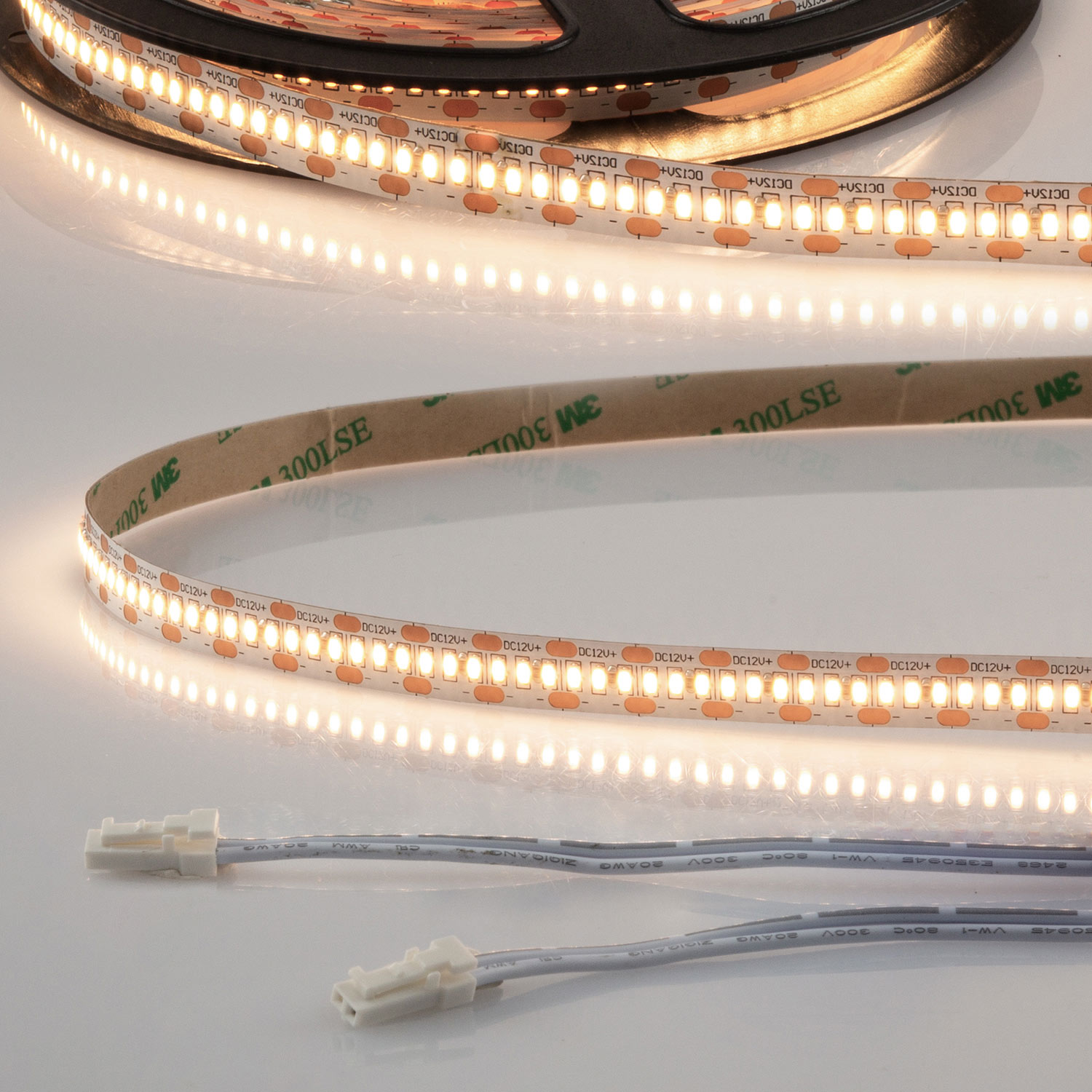 ISOLED LED CRI930 MiniAMP Flexband 12V DC 6W IP20 3000K 250cm beids. 30cm Kabel + maleAMP 300 LED/m